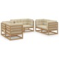 vidaXL Set Divani da Giardino 6 pz con Cuscini Legno Massello Pino vidaXL Set Divani da Giardino 6 pz con Cuscini Legno Massello Pino