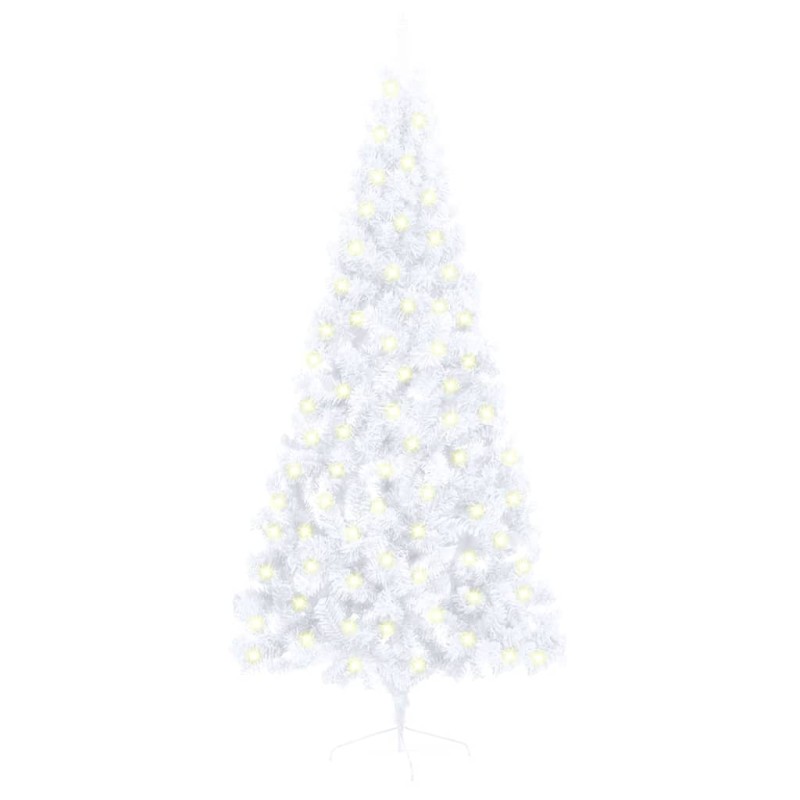 vidaXL Set Albero Natale Artificiale a Metà LED e Palline Bianco 180cm vidaXL Set Albero Natale Artificiale a Metà LED e Palline Bianco 180cm