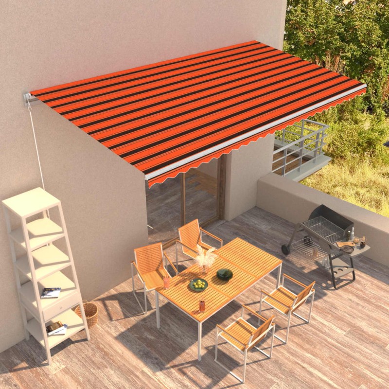 Tenda da Sole Retrattile Manuale 600x300 cm Arancione e Marrone Tenda da Sole Retrattile Manuale 600x300 cm Arancione e Marrone