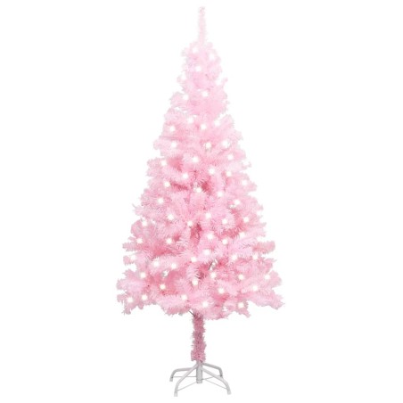 vidaXL Albero Natale Artificiale a Metà LED e Supporto Rosa 120 cm PVC