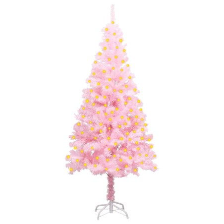 vidaXL Albero Natale Artificiale a Metà LED e Supporto Rosa 150 cm PVC