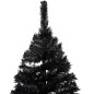 vidaXL Set Albero Natale Artificiale con LED e Base Nero 210 cm PVC vidaXL Set Albero Natale Artificiale con LED e Base Nero 210 cm PVC