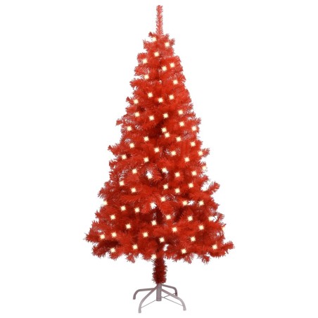 vidaXL Albero Natale Artificiale con LED e Supporto Rosso 120 cm PVC
