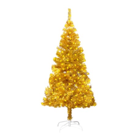 vidaXL Albero Natale Artificiale con LED e Supporto Oro 150 cm in PET
