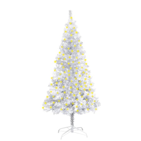 vidaXL Albero Natale Artificiale con LED e Supporto Argento 150cm PET