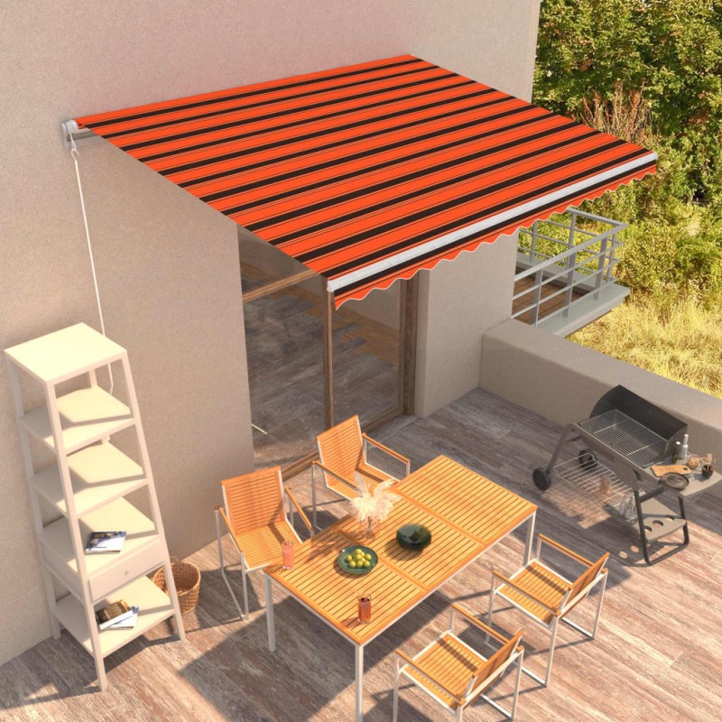 Tenda da Sole Retrattile Manuale 400x300 cm Arancione e Marrone Tenda da Sole Retrattile Manuale 400x300 cm Arancione e Marrone