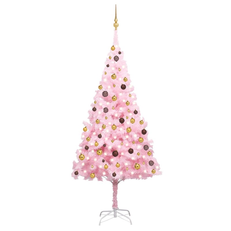 vidaXL Set Albero Natale Artificiale con LED e Palline Rosa 240 cm PVC vidaXL Set Albero Natale Artificiale con LED e Palline Rosa 240 cm PVC