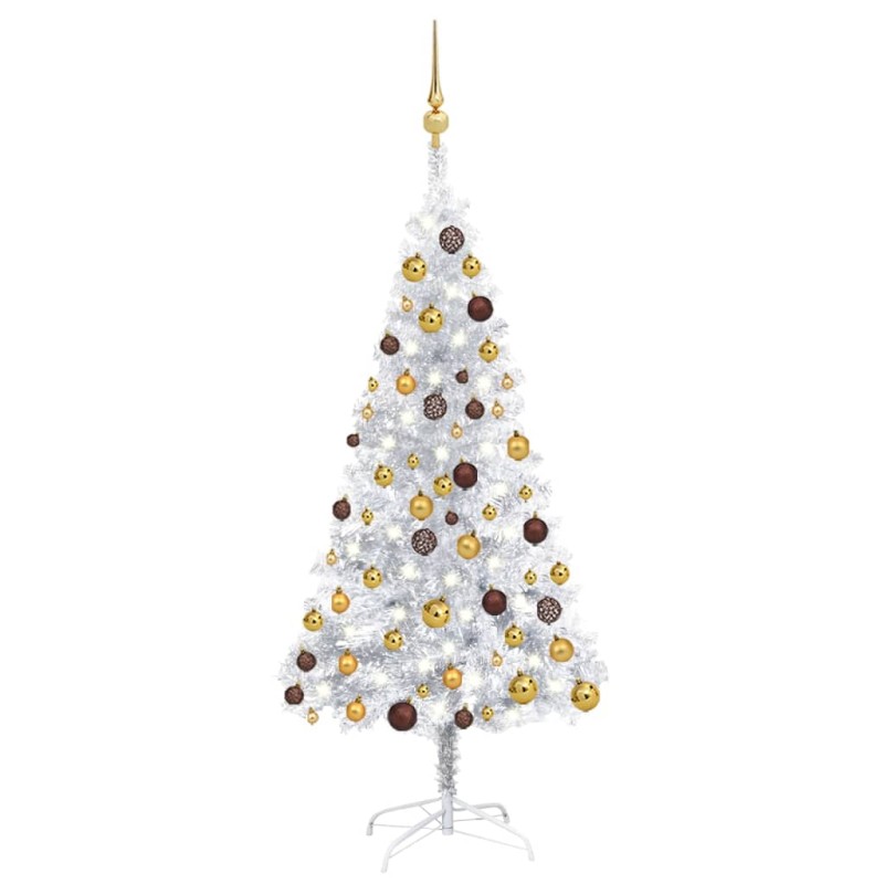 vidaXL Set Albero Natale Artificiale LED e Palline Argento 150 cm PET vidaXL Set Albero Natale Artificiale LED e Palline Argento 150 cm PET