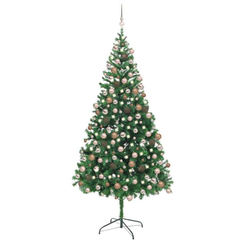 vidaXL Albero Natale Artificiale con LED e Palline 210 cm 910 Rami vidaXL Albero Natale Artificiale con LED e Palline 210 cm 910 Rami