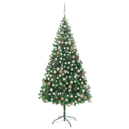 vidaXL Albero Natale Artificiale con LED e Palline 210 cm 910 Rami  