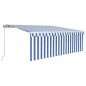 Tenda da Sole Retrattile Manuale con Parasole 4x3m Blu e Bianca Tenda da Sole Retrattile Manuale con Parasole 4x3m Blu e Bianca