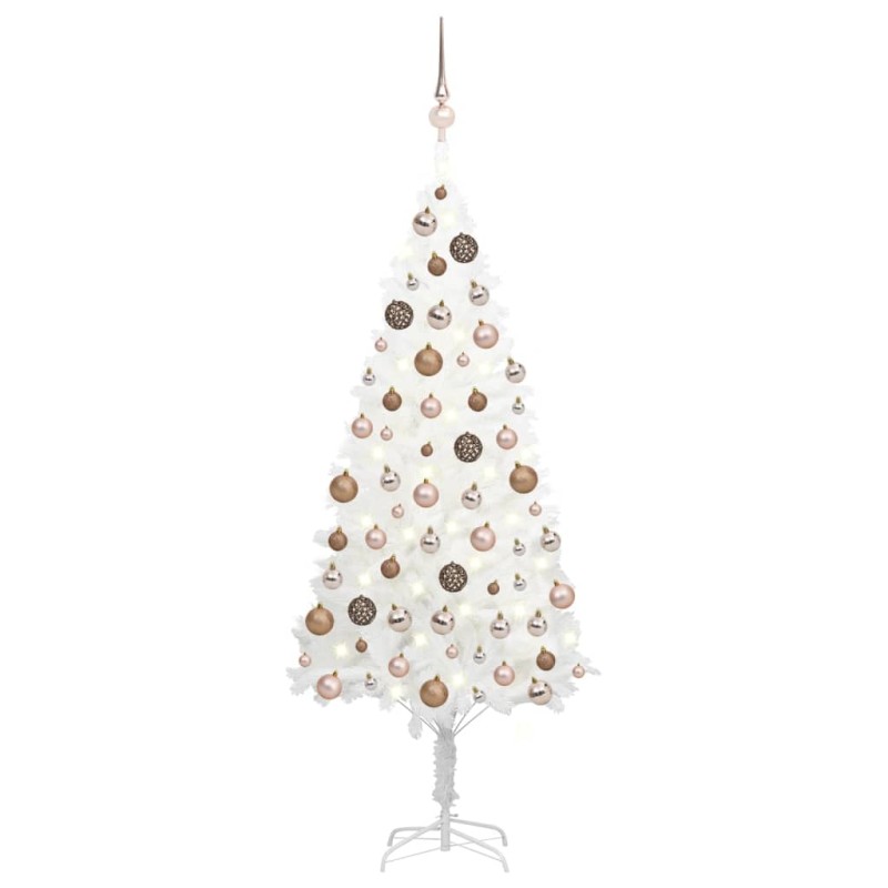 vidaXL Albero di Natale Preilluminato con Palline Bianco 180 cm vidaXL Albero di Natale Preilluminato con Palline Bianco 180 cm