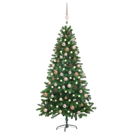 vidaXL Albero di Natale Artificiale con LED e Set Palline 150 cm Verde