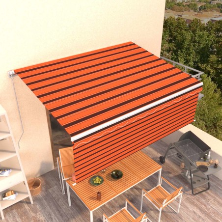 Tenda da Sole Retrattile con Parasole 4x3 m Arancio e Marrone