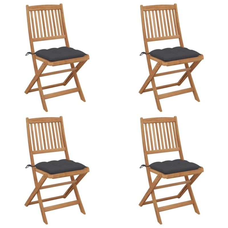 Sedie da Giardino Pieghevoli 4 pz con Cuscini Massello Acacia Sedie da Giardino Pieghevoli 4 pz con Cuscini Massello Acacia