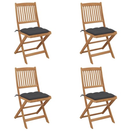 Sedie da Giardino Pieghevoli 4 pz con Cuscini Massello Acacia