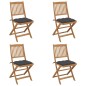 Sedie da Giardino Pieghevoli 4 pz con Cuscini Massello Acacia Sedie da Giardino Pieghevoli 4 pz con Cuscini Massello Acacia