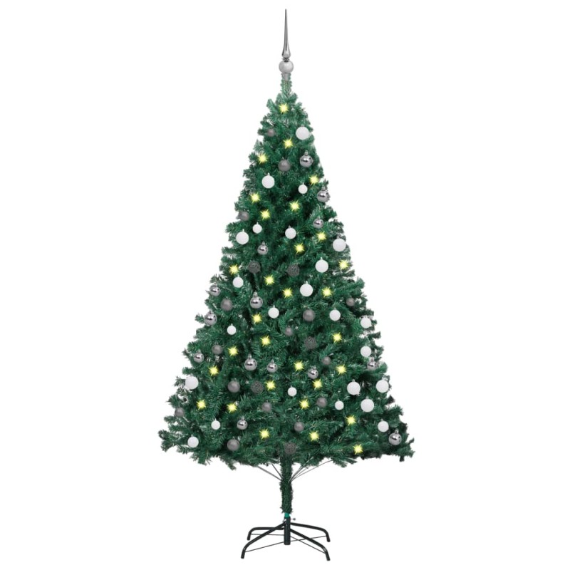 vidaXL Albero di Natale Preilluminato con Palline Verde 120 cm PVC vidaXL Albero di Natale Preilluminato con Palline Verde 120 cm PVC