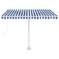 Tenda da Sole Retrattile Manuale 300x250 cm Blu e Bianca Tenda da Sole Retrattile Manuale 300x250 cm Blu e Bianca