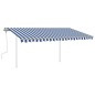 Tenda da Sole Retrattile Manuale con Pali 4x3 m Blu e Bianca Tenda da Sole Retrattile Manuale con Pali 4x3 m Blu e Bianca