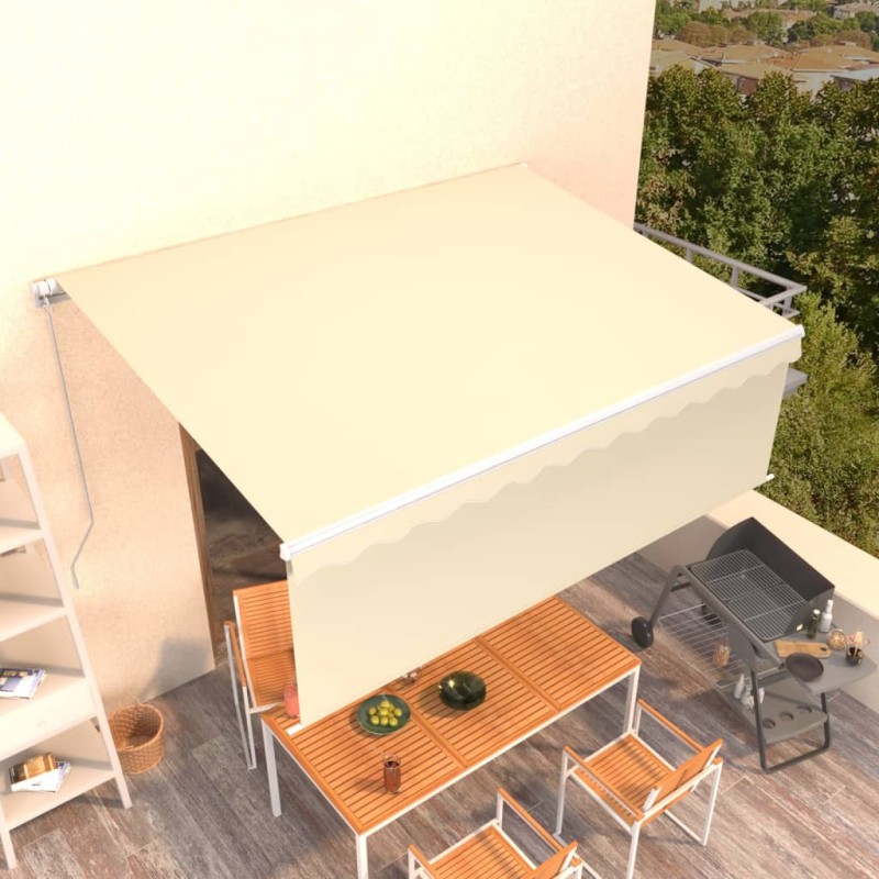Tenda da Sole Retrattile Manuale con Parasole 4x3m Crema Tenda da Sole Retrattile Manuale con Parasole 4x3m Crema