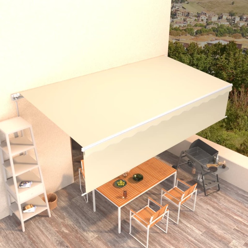 Tenda da Sole Retrattile Manuale con Parasole 6x3 m Crema Tenda da Sole Retrattile Manuale con Parasole 6x3 m Crema