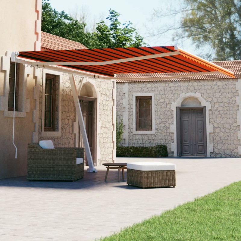 Tenda Retrattile Manuale con Palo 400x300 cm Arancio Marrone Tenda Retrattile Manuale con Palo 400x300 cm Arancio Marrone
