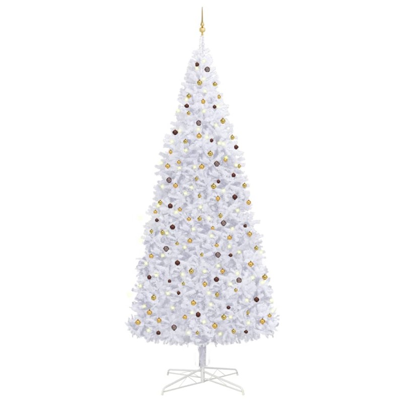 vidaXL Set Albero Natale Artificiale con LED e Palline 400 cm Bianco vidaXL Set Albero Natale Artificiale con LED e Palline 400 cm Bianco
