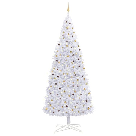 vidaXL Set Albero Natale Artificiale con LED e Palline 400 cm Bianco