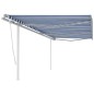vidaXL Tenda da Sole Retrattile Manuale con Pali 6x3m Blu e Bianca vidaXL Tenda da Sole Retrattile Manuale con Pali 6x3m Blu e Bianca
