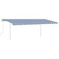 vidaXL Tenda da Sole Retrattile Manuale con Pali 6x3m Blu e Bianca vidaXL Tenda da Sole Retrattile Manuale con Pali 6x3m Blu e Bianca