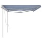 vidaXL Tenda da Sole Retrattile Manuale con Pali 6x3m Blu e Bianca vidaXL Tenda da Sole Retrattile Manuale con Pali 6x3m Blu e Bianca