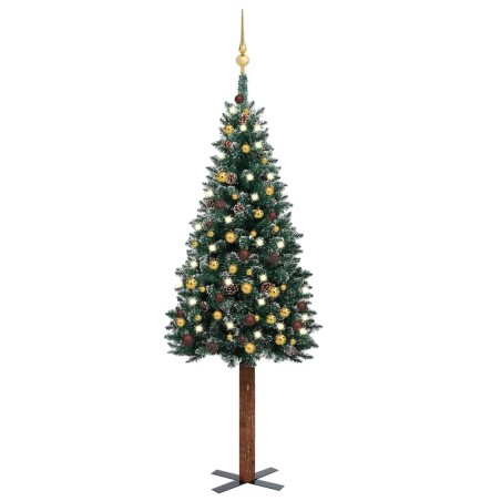 vidaXL Albero Natale Artificiale Sottile LED e Palline Verde 150cm PVC