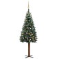 vidaXL Albero Natale Artificiale Sottile LED e Palline Verde 150cm PVC vidaXL Albero Natale Artificiale Sottile LED e Palline Verde 150cm PVC