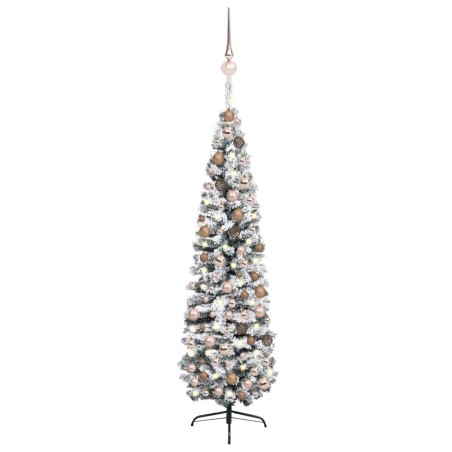 vidaXL Set Albero Natale Artificiale Sottile LED e Palline Verde 240cm