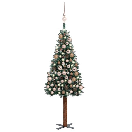 vidaXL Albero Natale Artificiale Sottile LED e Palline Verde 150cm PVC