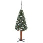 vidaXL Set Albero Natale Sottile Luci LED e Palline Verde 150 cm PVC vidaXL Set Albero Natale Sottile Luci LED e Palline Verde 150 cm PVC