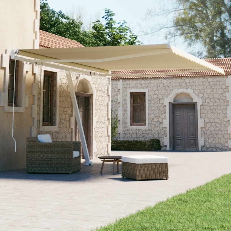 Tenda da Sole Retrattile Manuale con Palo 400x300 cm Crema