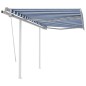 Tenda da Sole Retrattile Manuale con Pali 3x2,5 m Blu e Bianca Tenda da Sole Retrattile Manuale con Pali 3x2,5 m Blu e Bianca