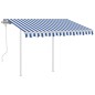 Tenda da Sole Retrattile Manuale con Pali 3x2,5 m Blu e Bianca Tenda da Sole Retrattile Manuale con Pali 3x2,5 m Blu e Bianca