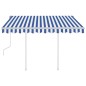 Tenda da Sole Retrattile Manuale con Pali 3x2,5 m Blu e Bianca Tenda da Sole Retrattile Manuale con Pali 3x2,5 m Blu e Bianca