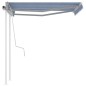 Tenda da Sole Retrattile Manuale con Pali 3x2,5 m Blu e Bianca Tenda da Sole Retrattile Manuale con Pali 3x2,5 m Blu e Bianca