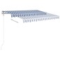 Tenda da Sole Retrattile Manuale con Pali 3x2,5 m Blu e Bianca Tenda da Sole Retrattile Manuale con Pali 3x2,5 m Blu e Bianca