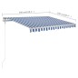 Tenda da Sole Retrattile Manuale con Pali 3x2,5 m Blu e Bianca Tenda da Sole Retrattile Manuale con Pali 3x2,5 m Blu e Bianca