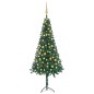 vidaXL Albero Natale per Angolo con LED e Palline Verde 150 cm PVC
