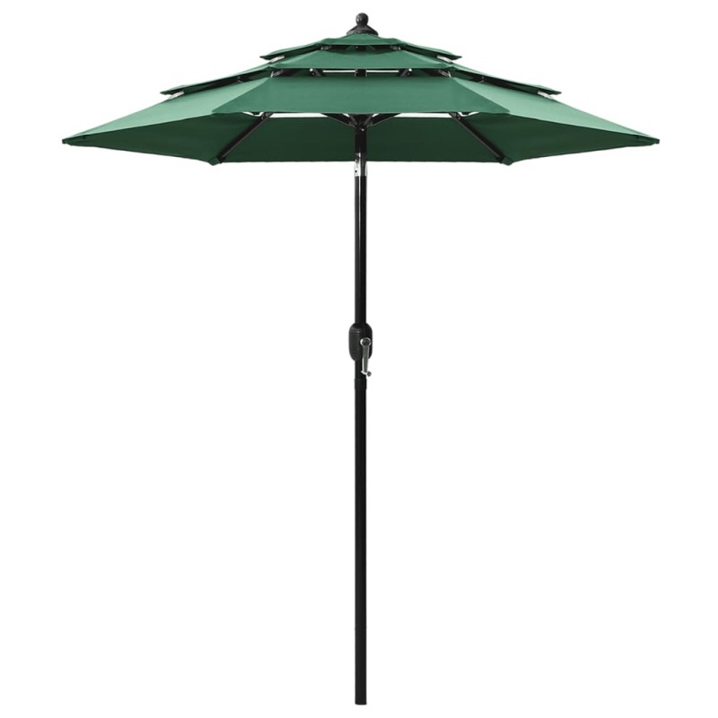 vidaXL Ombrellone a 3 Livelli con Palo in Alluminio Verde 2 m vidaXL Ombrellone a 3 Livelli con Palo in Alluminio Verde 2 m