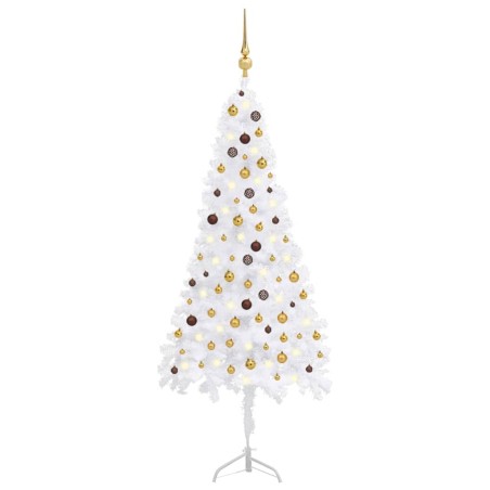 vidaXL Albero Natale per Angolo con LED e Palline Bianco 240 cm PVC