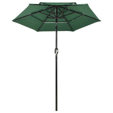 vidaXL Ombrellone a 3 Livelli con Palo in Alluminio Verde 2 m