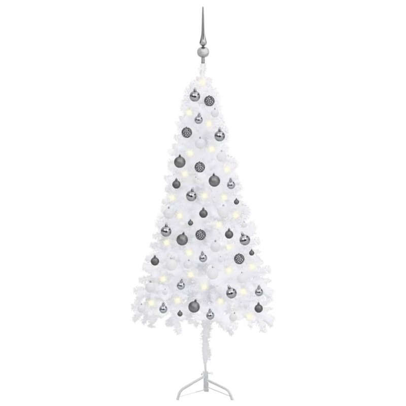 vidaXL Albero Natale per Angolo con LED e Palline Bianco 150 cm PVC vidaXL Albero Natale per Angolo con LED e Palline Bianco 150 cm PVC