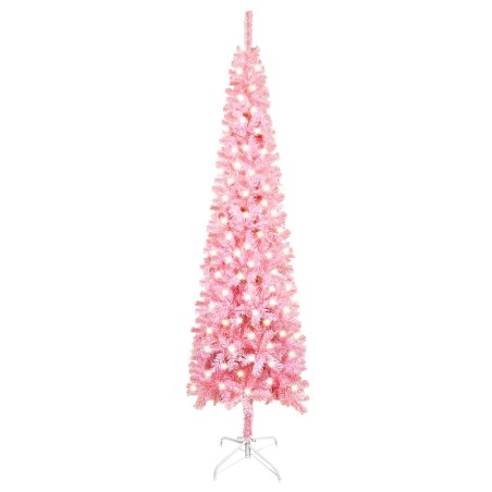vidaXL Albero Natale Artificiale Sottile con LED Rosa 240 cm